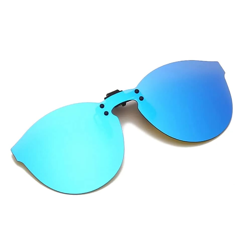 YAMEIZE Cat Eye Clip-on Sunglasses for Prescription Glasses | Polarized UV400 Protection, Blue Film — Blue Film