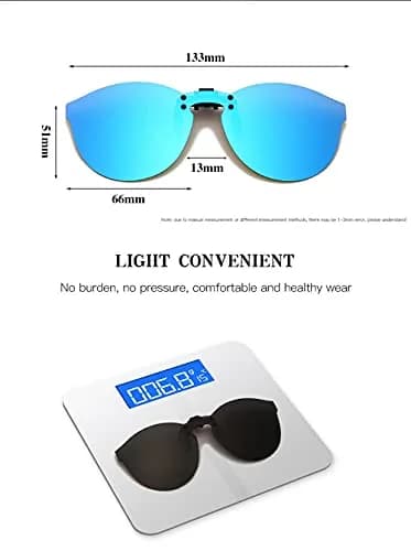 YAMEIZE Cat Eye Clip-on Sunglasses for Prescription Glasses | Polarized UV400 Protection, Blue Film thumbnail 3