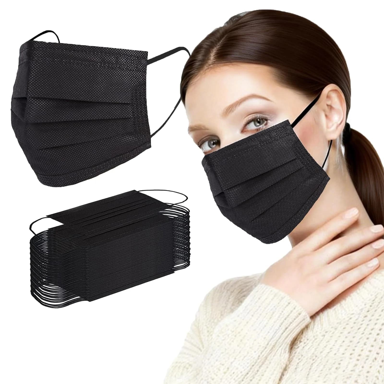 Borje Purple Disposable Face Mask 100 Pcs | 3 Ply Breathable Non-Woven Masks for Adults — 200 Pcs