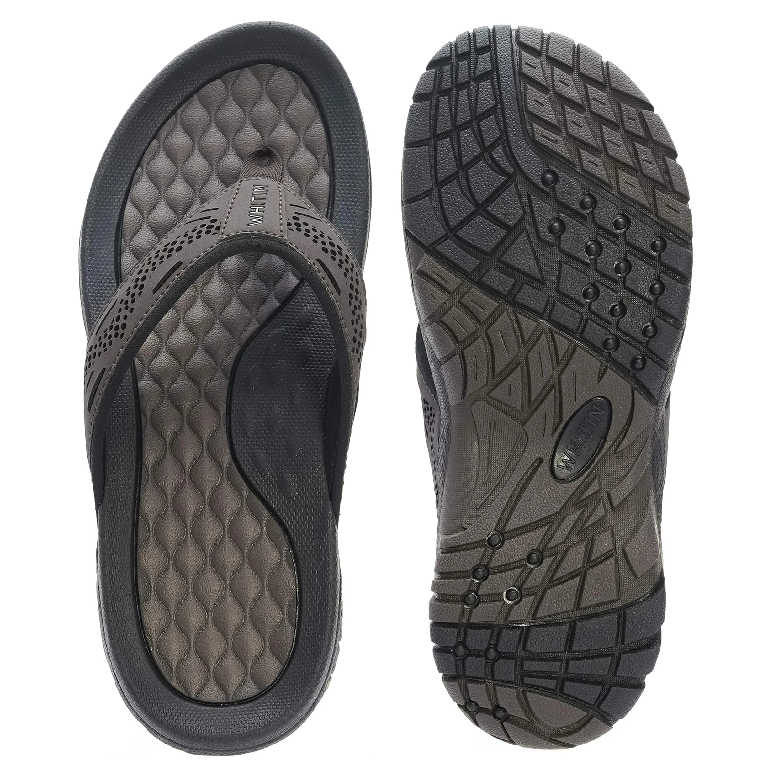 WHITIN Men's Arch Support Flip Flops Slip Resistant Outdoor Sandals Brown 27cm (9 US) - view 7