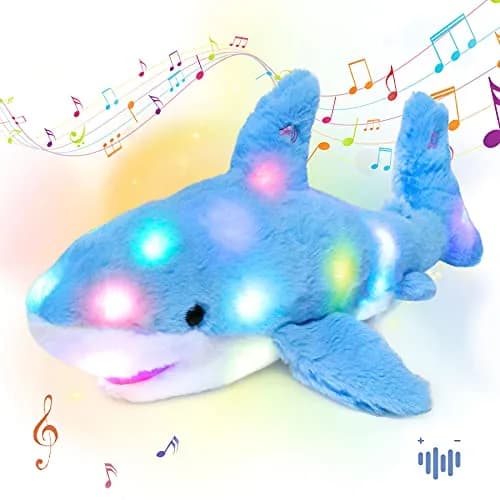 Hopearl LED Musical Stuffed Shark Plush Toy 40.64cm (16'') | Soft Blue Toy with Lullaby & Lights thumbnail 1