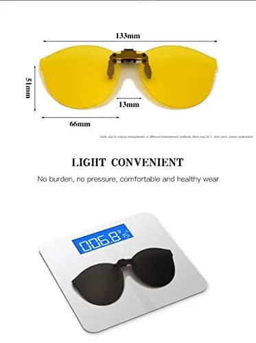 YAMEIZE Polarized Clip-on Sunglasses Night Vision Cat Eye Style 66mm (2.60 inches) | UV400 Protection for Prescription Glasses thumbnail 3