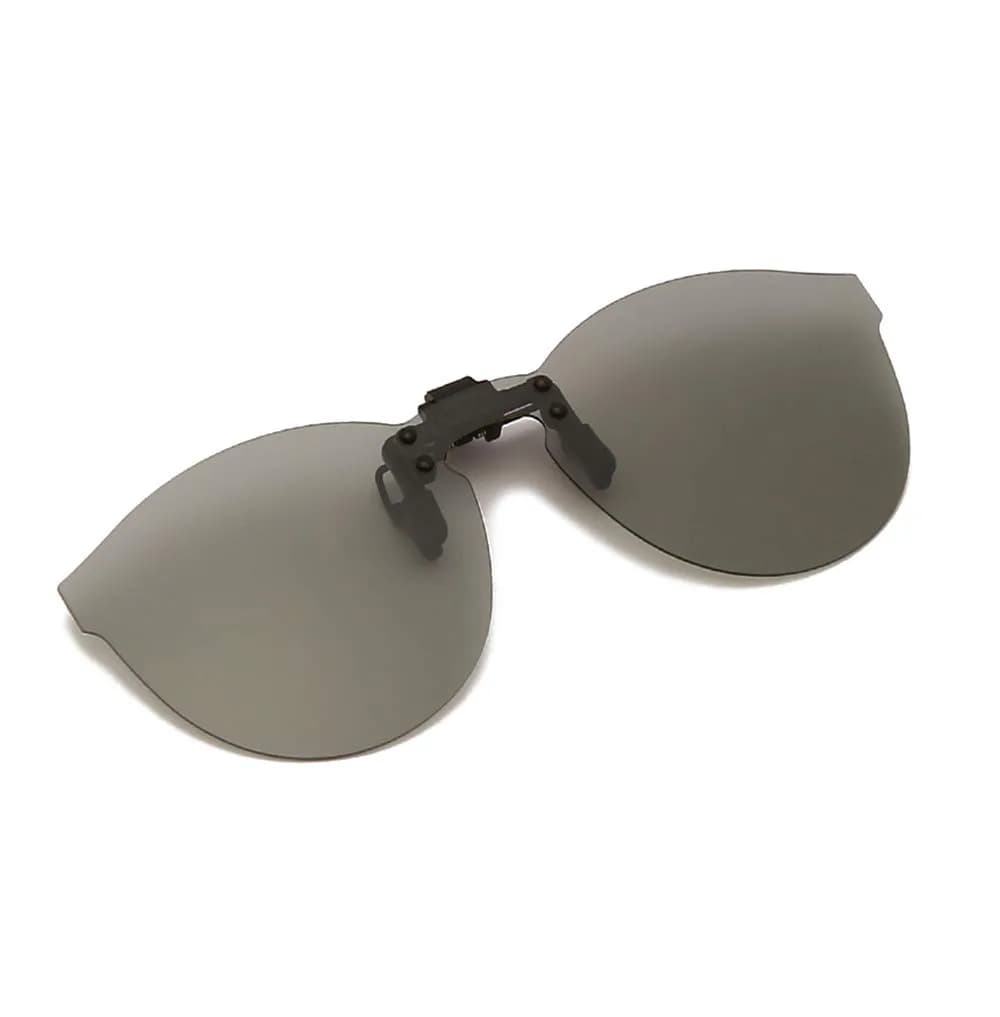 YAMEIZE Polarized Clip-on Sunglasses Night Vision Cat Eye Style 66mm (2.60 inches) | UV400 Protection for Prescription Glasses — Discoloration