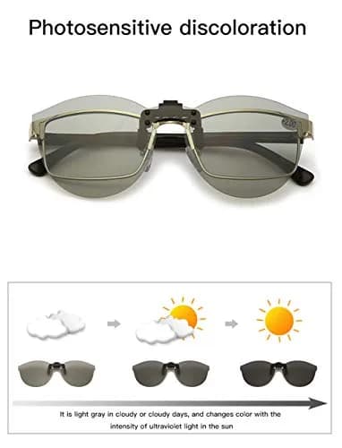 YAMEIZE Polarized Clip-on Sunglasses for Prescription Glasses, Cat Eye Style, Discoloration Lens | UV400 Protection thumbnail 2