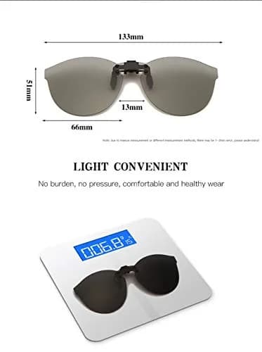 YAMEIZE Polarized Clip-on Sunglasses for Prescription Glasses, Cat Eye Style, Discoloration Lens | UV400 Protection thumbnail 3