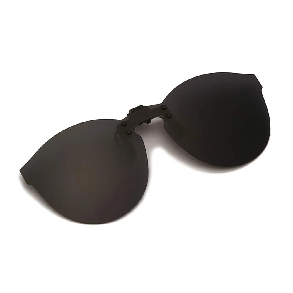 YAMEIZE Cat Eye Clip-on Sunglasses for Prescription Glasses, Grey 66mm Lens Width | Polarized UV400 Protection — Grey