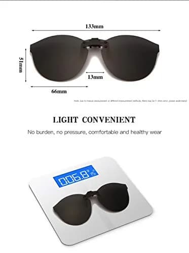 YAMEIZE Cat Eye Clip-on Sunglasses for Prescription Glasses, Grey 66mm Lens Width | Polarized UV400 Protection thumbnail 2