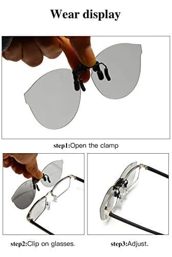 YAMEIZE Cat Eye Clip-on Sunglasses for Prescription Glasses, Grey 66mm Lens Width | Polarized UV400 Protection thumbnail 3