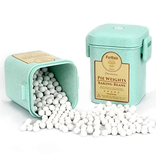FurRain Ceramic Pie Weights Reusable 10mm Baking Beans | Natural Ceramic Stoneware with Wheat Straw Container thumbnail 1