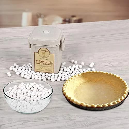 FurRain Ceramic Pie Weights Reusable 10mm Baking Beans | Natural Ceramic Stoneware with Wheat Straw Container thumbnail 6