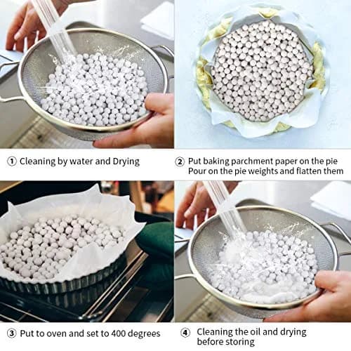 FurRain Ceramic Pie Weights Reusable 10mm Baking Beans | Natural Ceramic Stoneware with Wheat Straw Container thumbnail 7