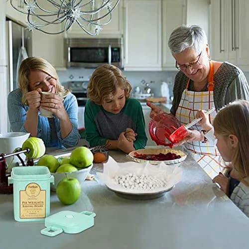 FurRain Ceramic Pie Weights Reusable 10mm Baking Beans | Natural Ceramic Stoneware with Wheat Straw Container thumbnail 2