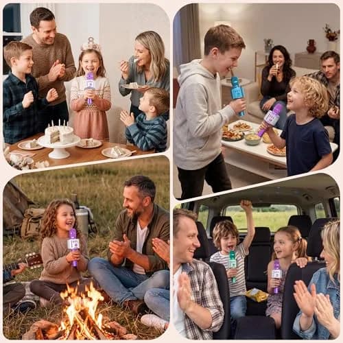 BONAOK Wireless Bluetooth Karaoke Microphone Q37 Light Purple | 3-in-1 Portable Mic Speaker for All Smartphones thumbnail 7