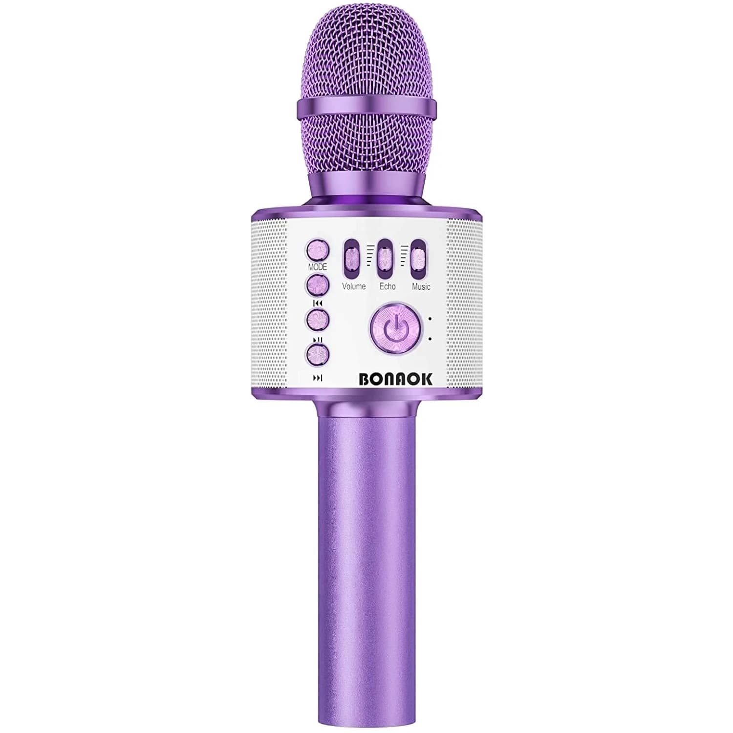 BONAOK Wireless Bluetooth Karaoke Microphone Q37 Light Purple | 3-in-1 Portable Mic Speaker for All Smartphones - main product image