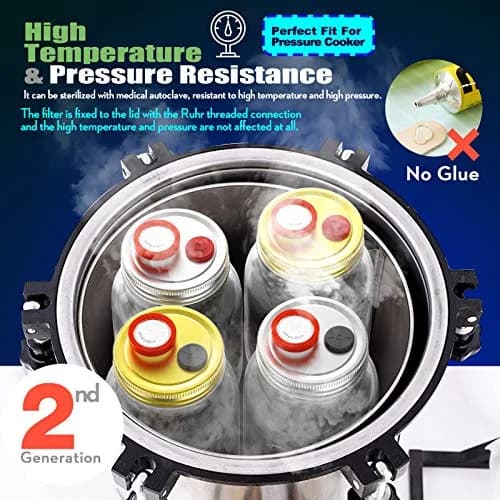 Biomed Solutions 6Pcs Regular Mouth Liquid Culture Lids with PTFE Filter & Injection Ports | Golden thumbnail 8