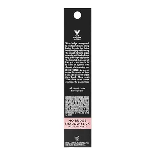 e.l.f. No Budge Shadow Stick Rose Quartz 1.4g (0.05 Oz) | Long-Lasting Metallic Cream Eyeshadow thumbnail 5