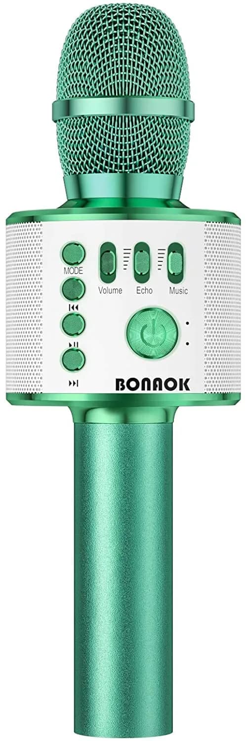 BONAOK Bluetooth Karaoke Microphone Green | Portable Wireless Mic for Adults Kids with Echo Mode - main product image