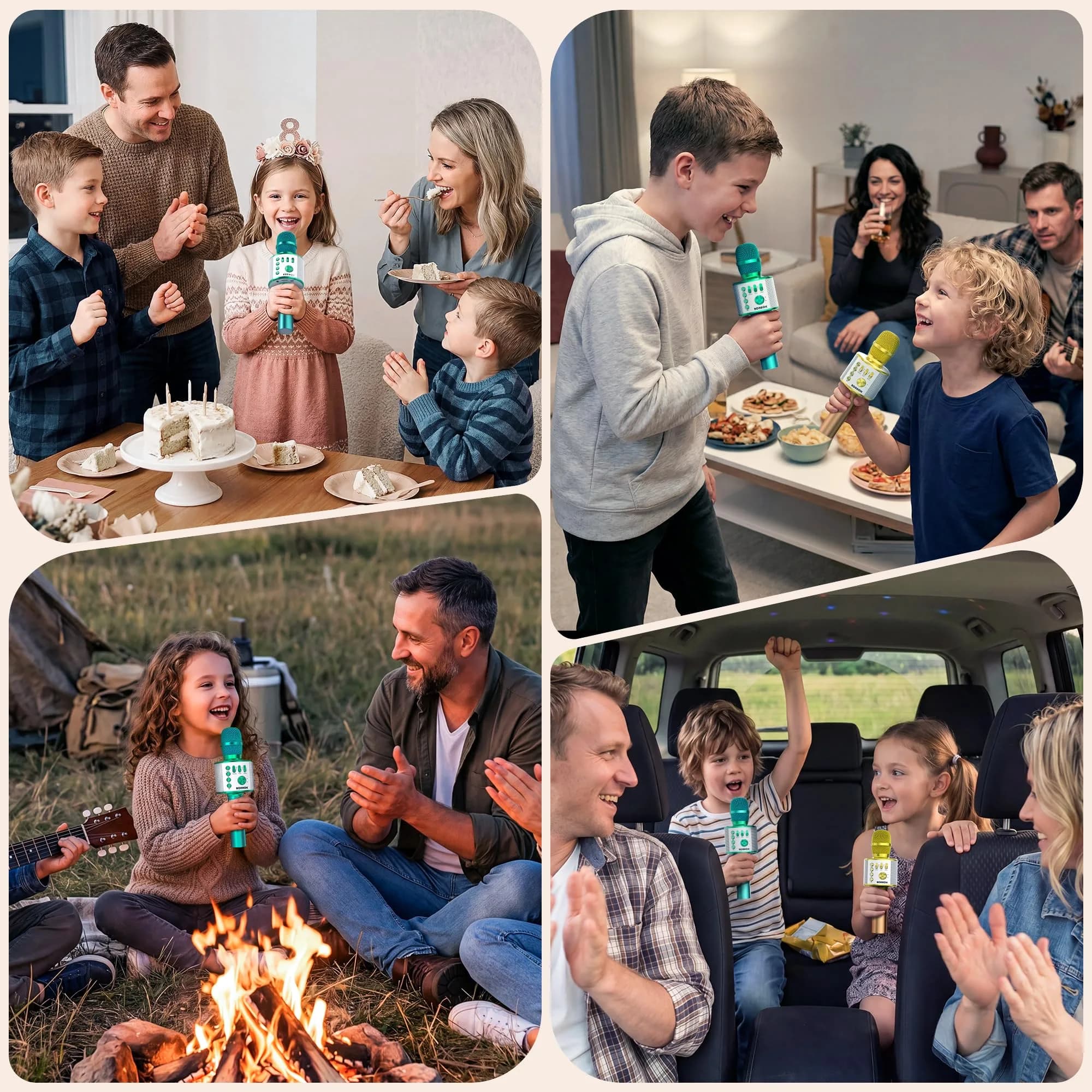 BONAOK Bluetooth Karaoke Microphone Green | Portable Wireless Mic for Adults Kids with Echo Mode - view 8