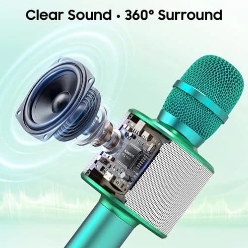 BONAOK Bluetooth Karaoke Microphone Green | Portable Wireless Mic for Adults Kids with Echo Mode thumbnail 2