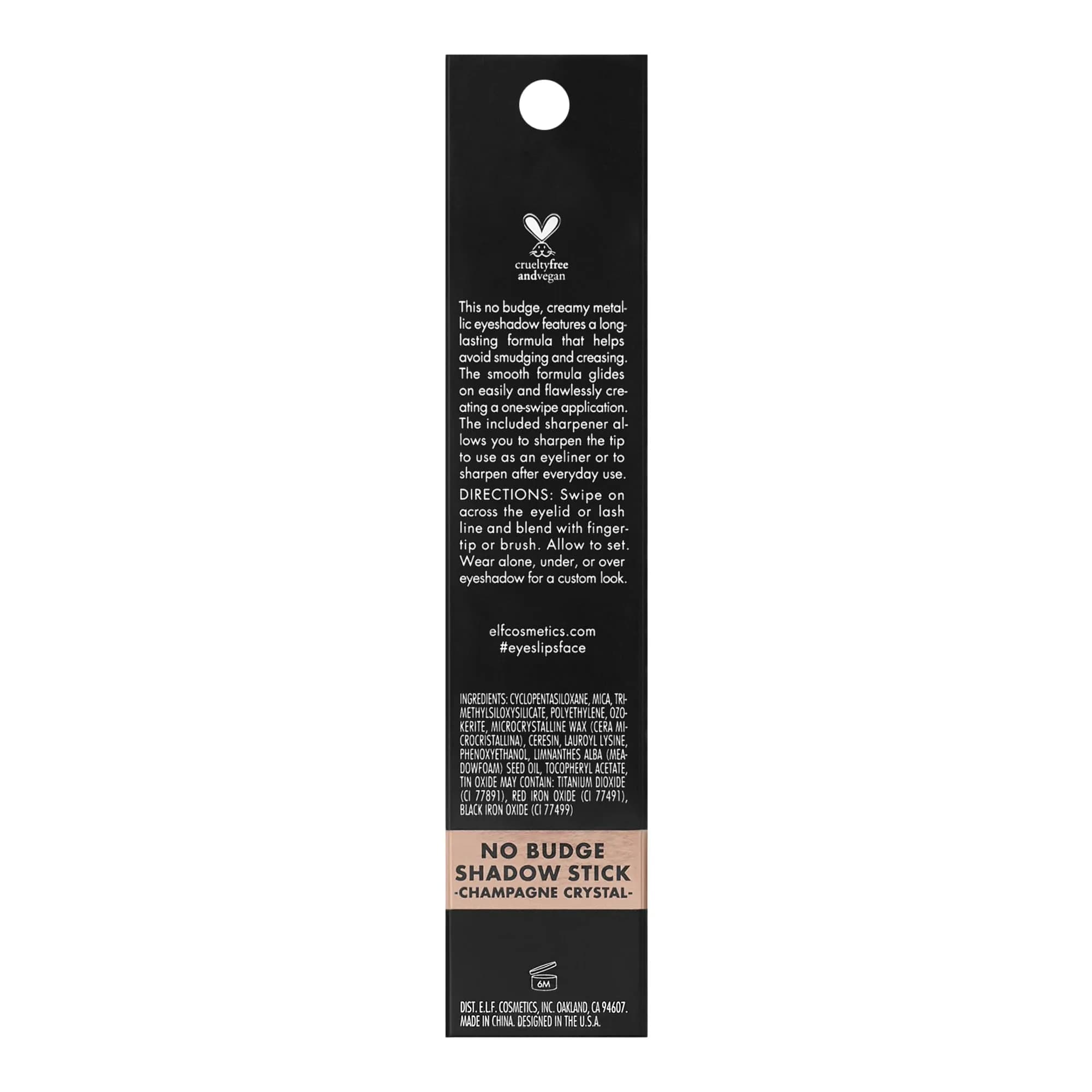 e.l.f. No Budge Shadow Stick Champagne Crystal | Long-Lasting Metallic Cream Eyeshadow Stick thumbnail 5