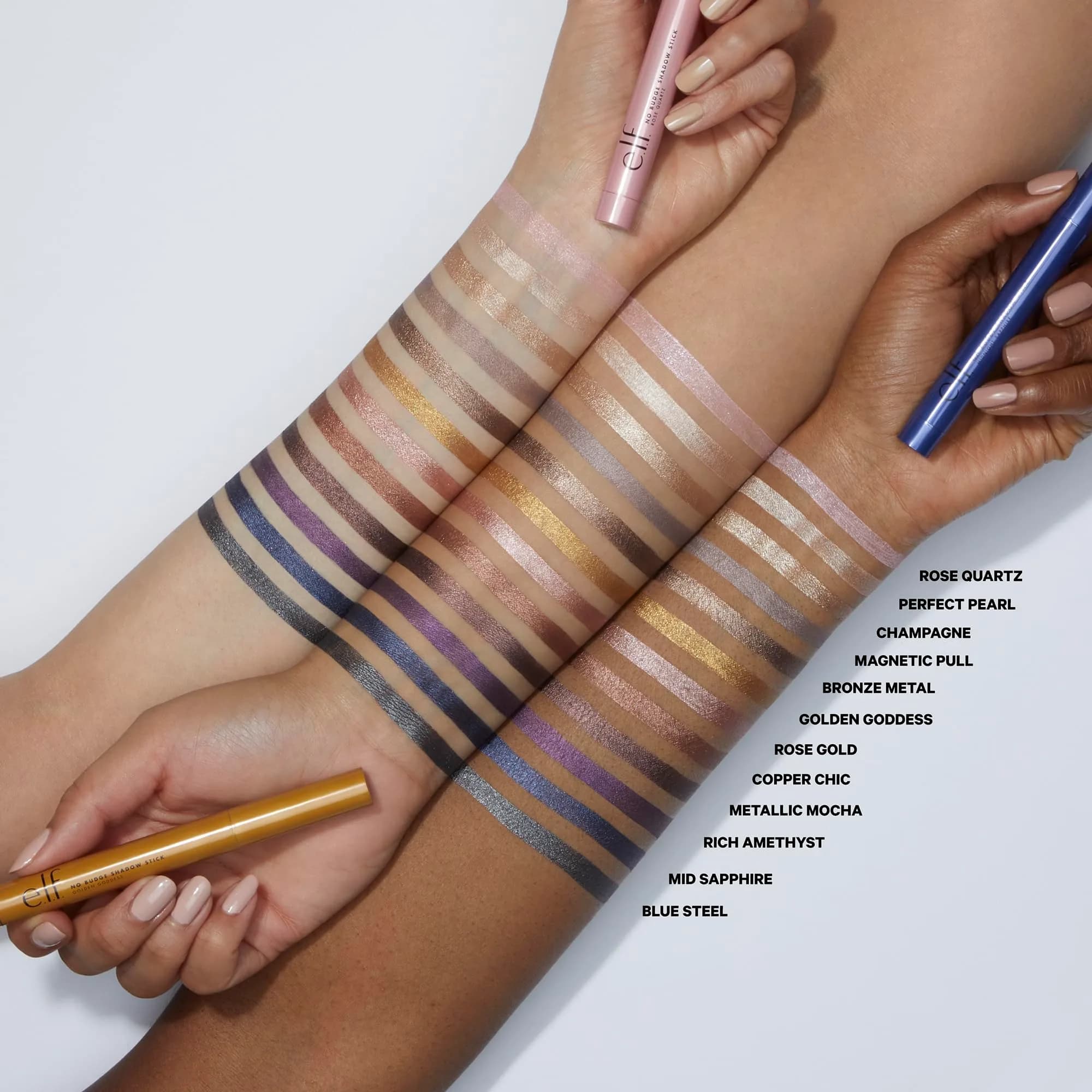 e.l.f. No Budge Shadow Stick Champagne Crystal | Long-Lasting Metallic Cream Eyeshadow Stick thumbnail 2