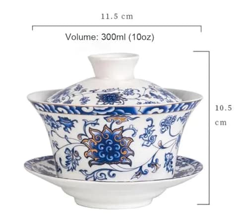 Eplze 300ml (10oz) Ceramic Gaiwan Teacup with Lid | Traditional Chinese Kung Fu Tea Ceremony thumbnail 2