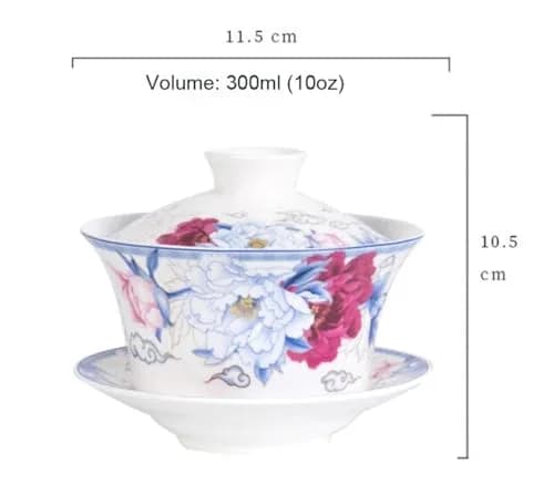 Eplze Large Gaiwan Ceramic Teacup 300ml (10oz) | Traditional Chinese Kung Fu Tea Ceremony Cup thumbnail 2