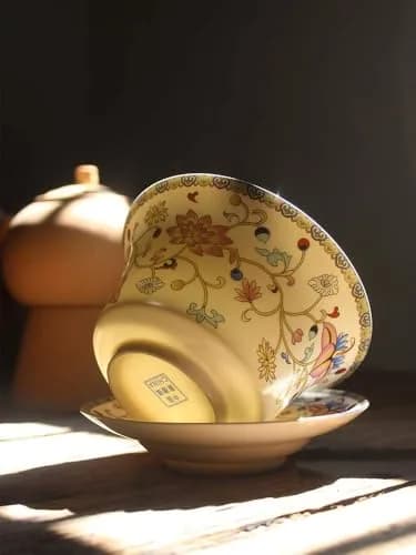 Eplze Ceramic Gaiwan Teacup 300ml (10oz) | Traditional Chinese Kung Fu Tea Cup with Lid thumbnail 4