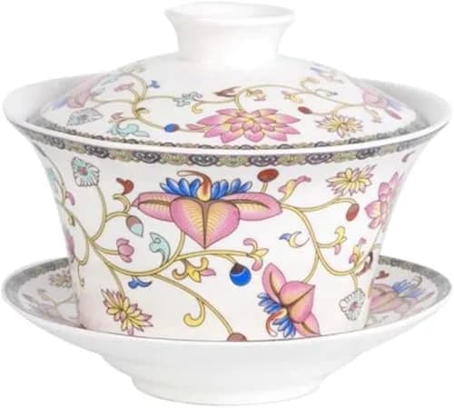 Eplze Ceramic Gaiwan Teacup 300ml (10oz) | Traditional Chinese Kung Fu Tea Cup with Lid thumbnail 1