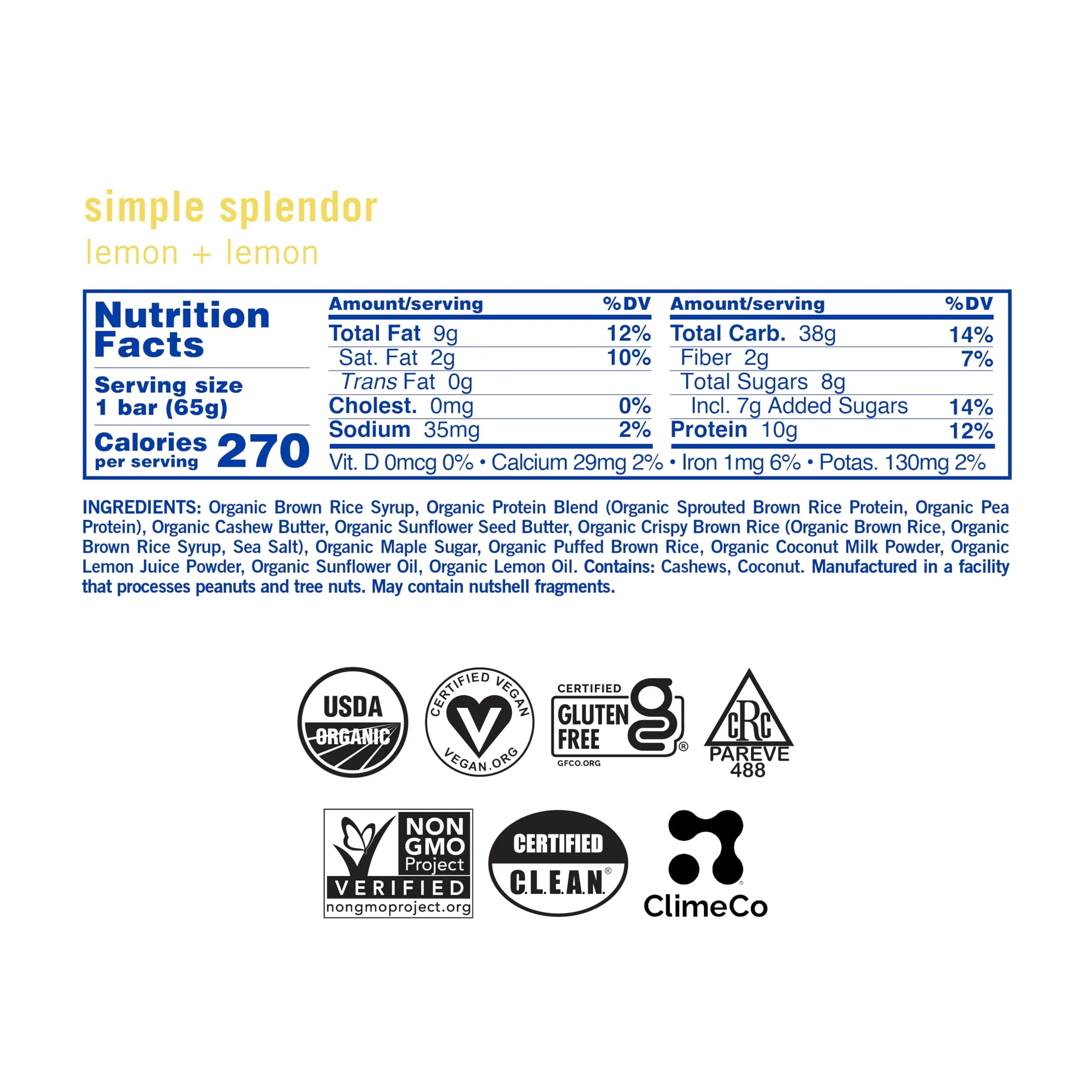 GoMacro Organic Lemon & Cashew Butter Protein Bar, 2.3 oz (65g) | 10g Plant Protein Snack - view 2