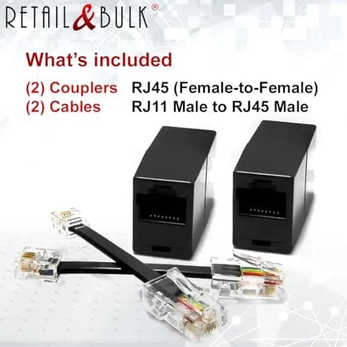 RetailAndBulk 2-Pack RJ45 Female to RJ11 Male Adapter | Connect Landline Devices to Ethernet thumbnail 4