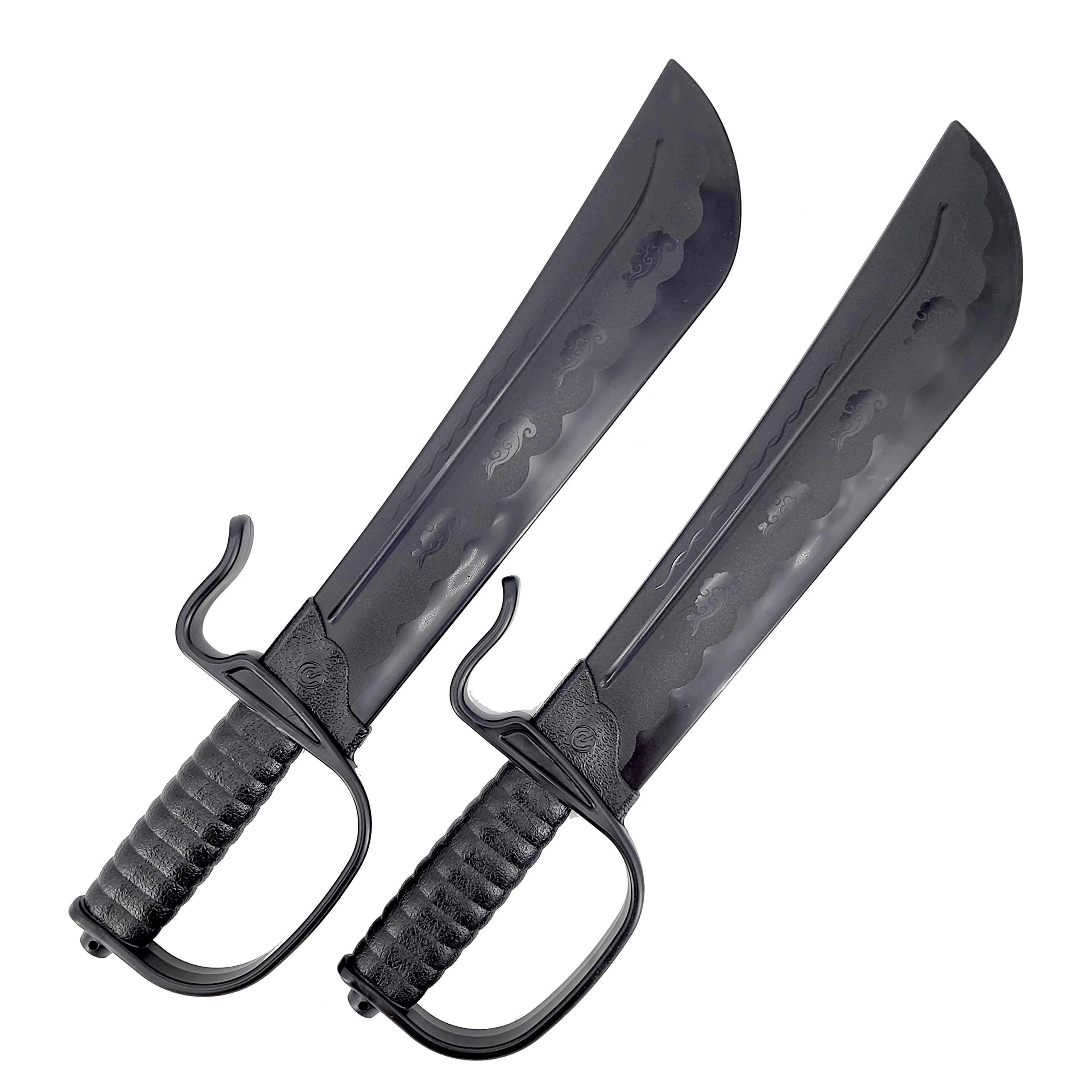 E-BOGU Polypropylene Wing Chun Black Sword Set of 2 (46 cm / 18 in) | Safe Practice Training Katana — Black