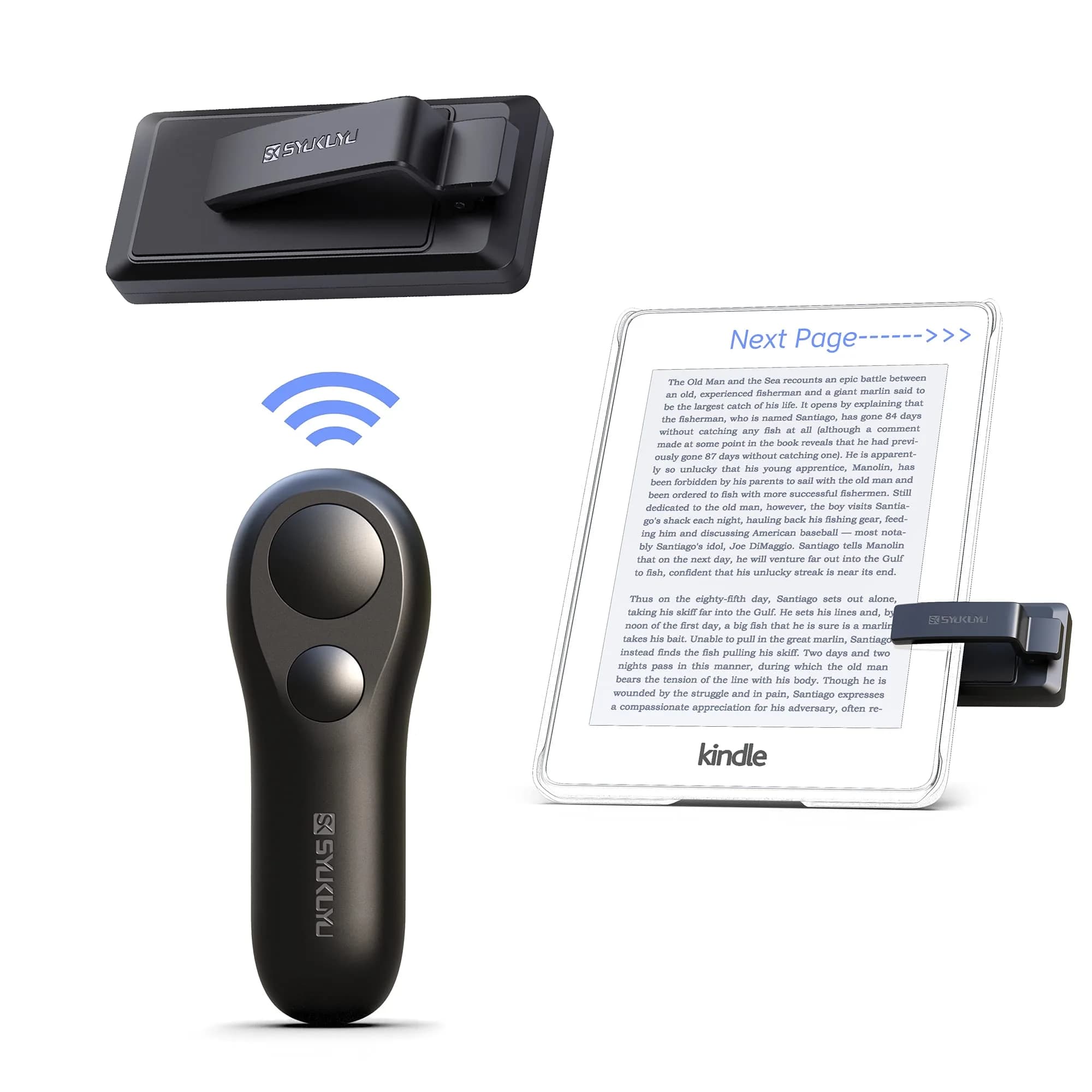 SK SYUKUYU RF Remote Control Page Turner for Kindle, iPad, iPhone, Android Tablets, Surface - Green | Hands-Free Reading & Photography — Black