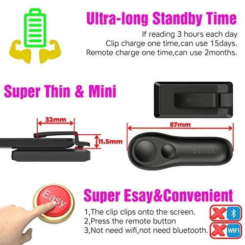 SK SYUKUYU RF Remote Control Page Turner for Kindle, iPad, Android Tablets & iPhone | Black thumbnail 6