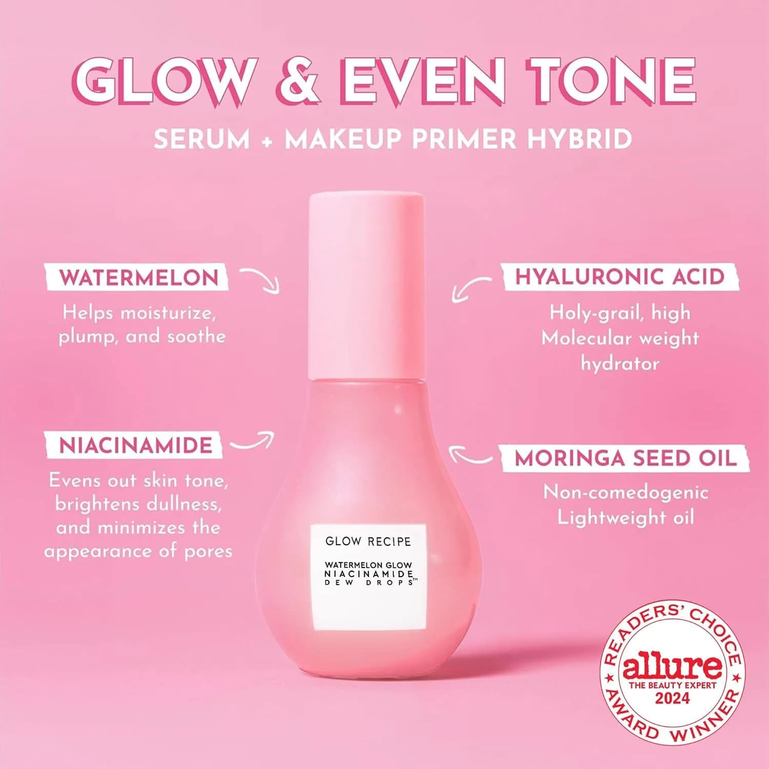 Glow Recipe Watermelon Niacinamide Dew Drops Serum 40ml (1.35 Fl Oz) | Instant Dewy Glow & Hydration - view 2