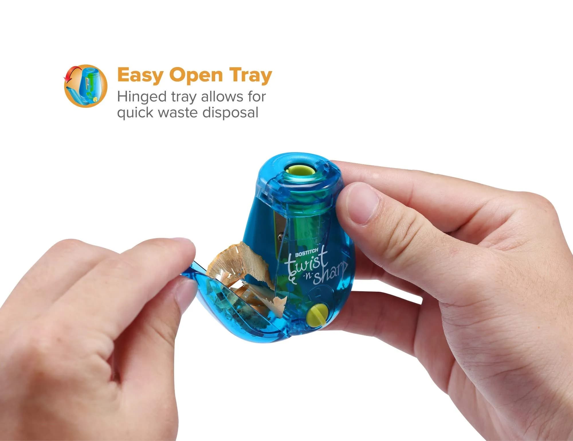 Bostitch Office Manual Twist-n-Sharp Pencil Sharpener 3-Pack (Lime Green, Blue, Red) | Ratchet Technology for Precision Points - view 4