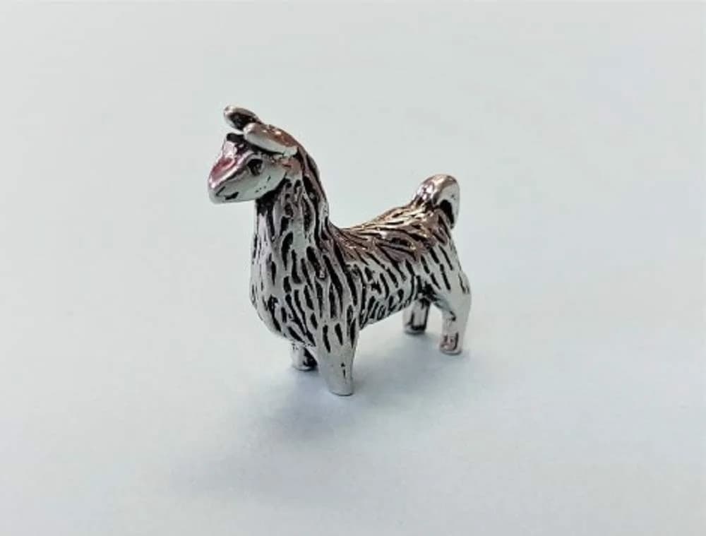 Basic Spirit Single Llama Miniature Figurine 2.54 cm (1 inch) | Authentic Metal Decor — Silver