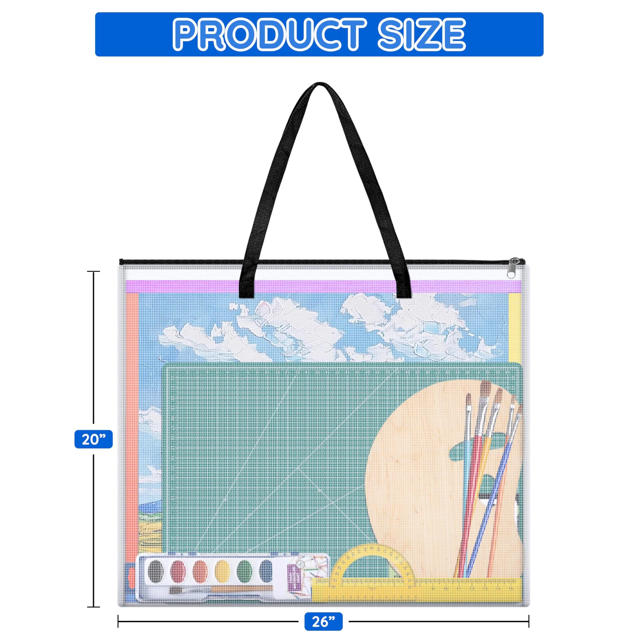 ZKOO Art Portfolio Case 26 x 20 Inches | Black Mesh Folder Poster Storage Bag - view 2