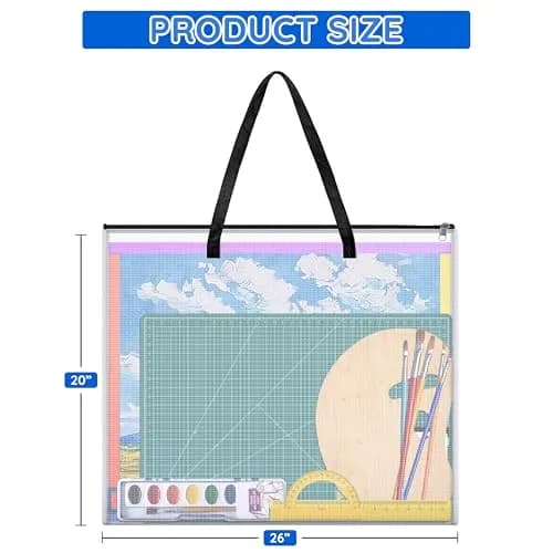 ZKOO Art Portfolio Case 26 x 20 Inches | Black Mesh Folder Poster Storage Bag thumbnail 2