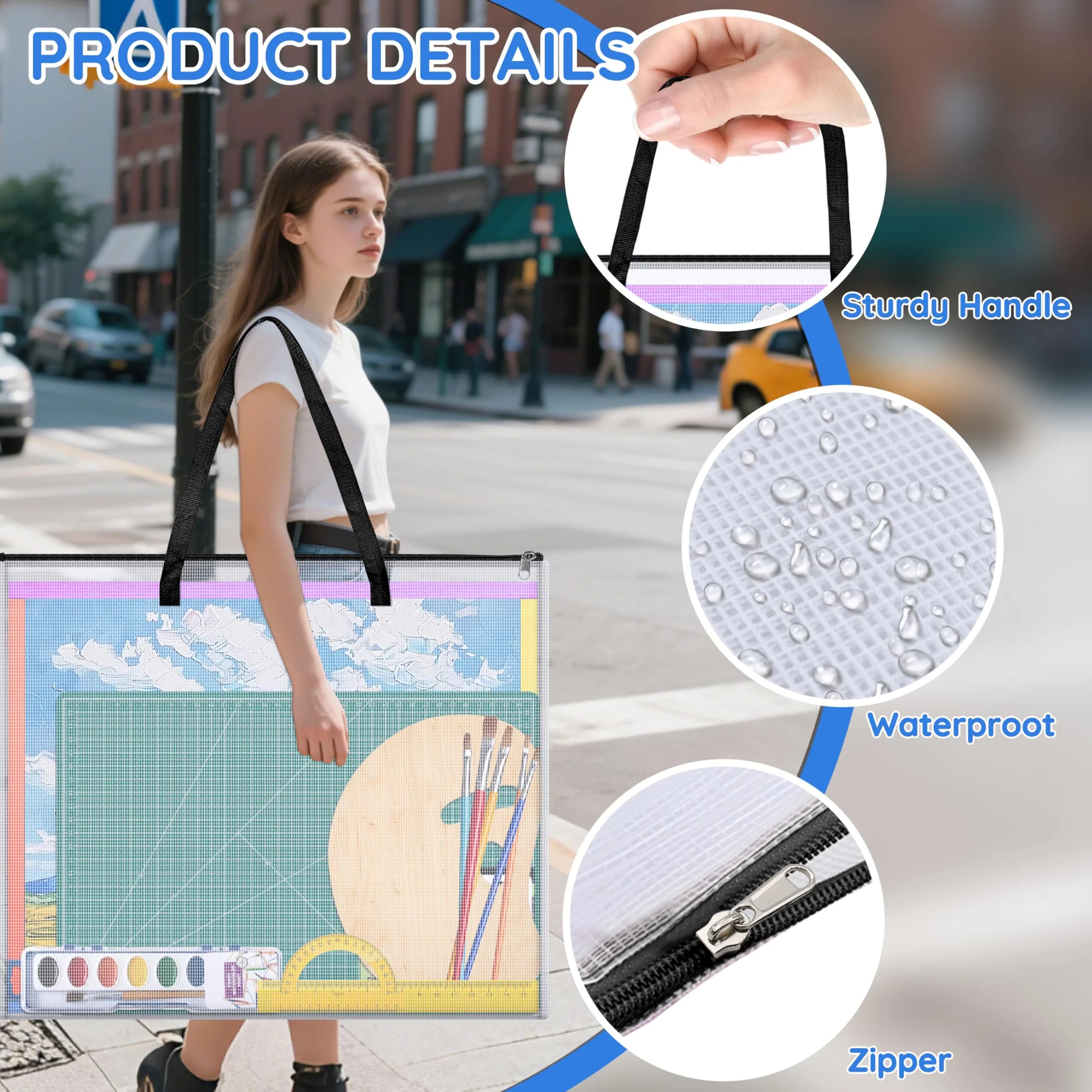 ZKOO Art Portfolio Case 26 x 20 Inches | Black Mesh Folder Poster Storage Bag - view 3