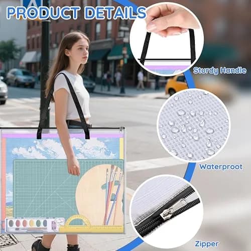 ZKOO Art Portfolio Case 26 x 20 Inches | Black Mesh Folder Poster Storage Bag thumbnail 3