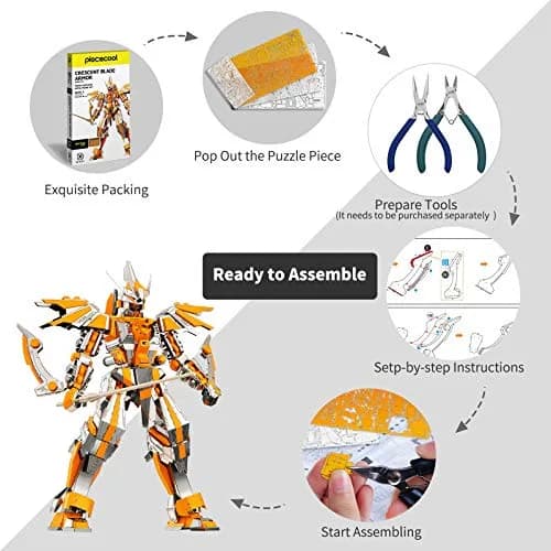 Piececool Crescent Blade Armor 3D Metal Puzzle Model Kit 285 Pcs | Challenging DIY Building Toy for Adults & Teens thumbnail 3