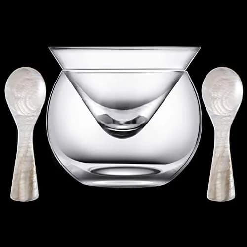 Patelai Caviar Serving Set, Glass Dish with 2 Pcs Caviar Spoons | Elegant & Durable thumbnail 1