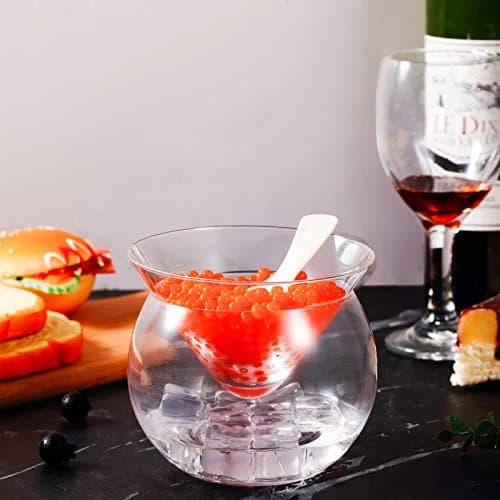 Patelai Caviar Serving Set, Glass Dish with 2 Pcs Caviar Spoons | Elegant & Durable thumbnail 4