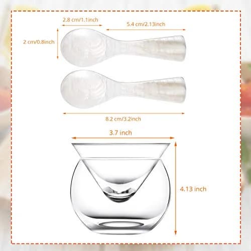 Patelai Caviar Serving Set, Glass Dish with 2 Pcs Caviar Spoons | Elegant & Durable thumbnail 2