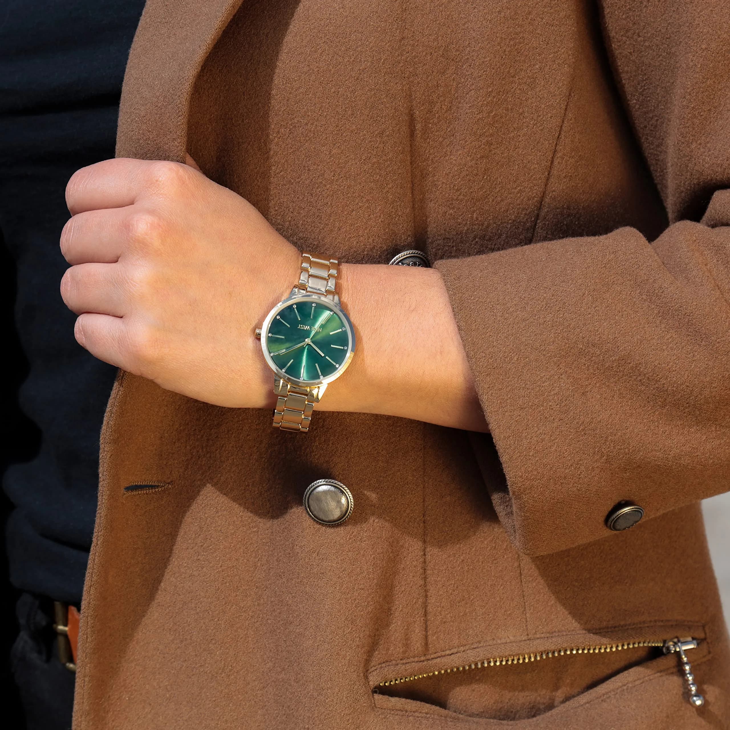 Nine West Women's Crystal Accented Green Dial Watch 36mm (1.42in) | Japanese Quartz Movement - view 2