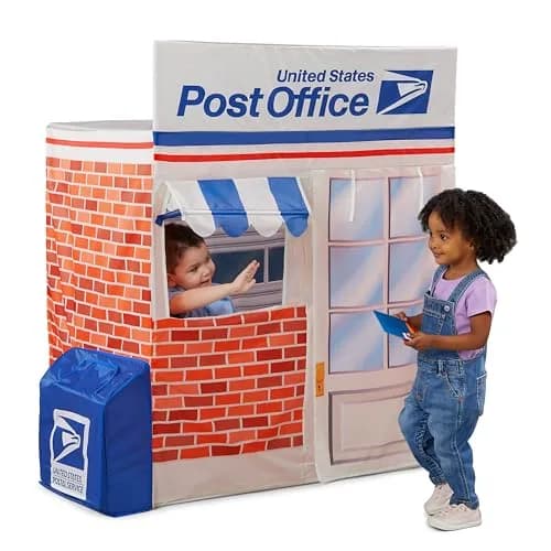 Kid Trax Post Office Play Tent Large White | Interactive Mail Role-Play (115 characters) thumbnail 1