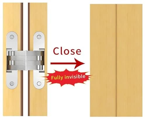 LYANG Hidden Door Hinge, Stainless Steel, Silver, 6cm (2.36in) | Concealed Barrel Hinge for Wooden Boxes & Cabinets thumbnail 5
