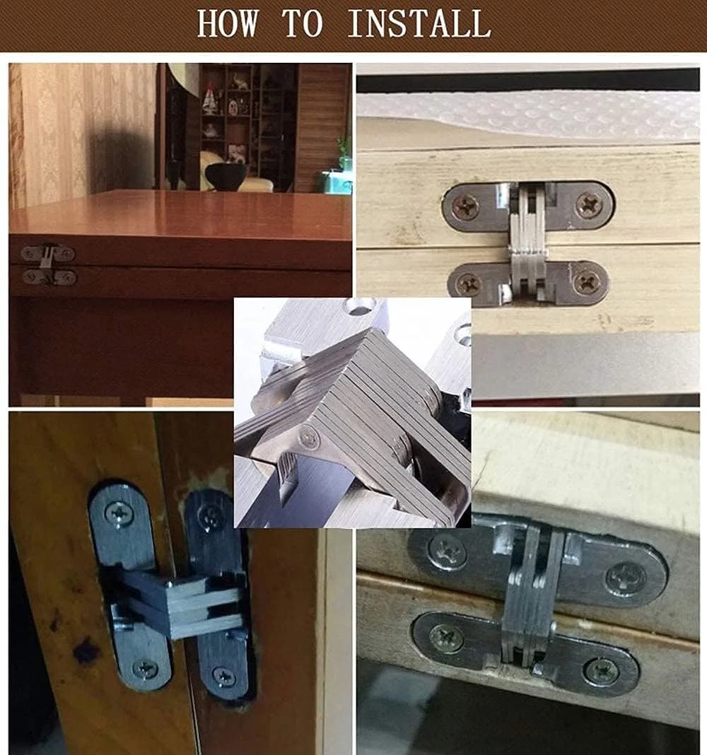 LYANG Hidden Door Hinge, Stainless Steel, Silver, 6cm (2.36in) | Concealed Barrel Hinge for Wooden Boxes & Cabinets - view 7