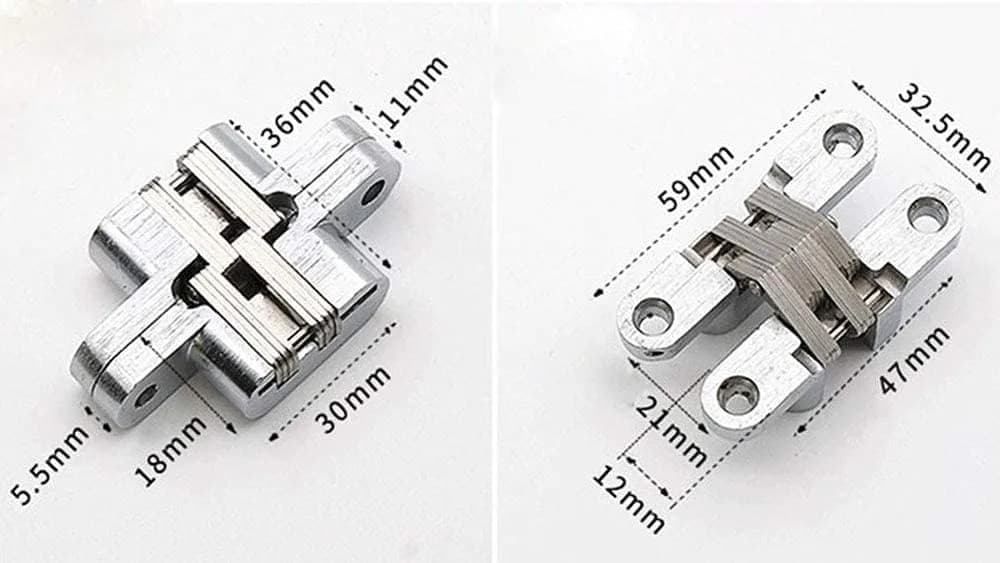 LYANG Hidden Door Hinge, Stainless Steel, Silver, 6cm (2.36in) | Concealed Barrel Hinge for Wooden Boxes & Cabinets - view 3